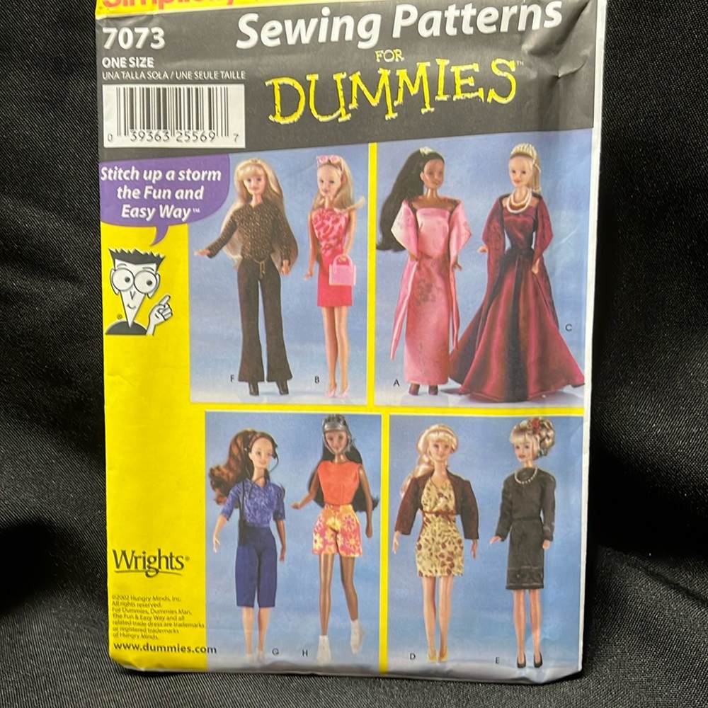 3 Simplicity Patterns for 11 1/2 inch dolls